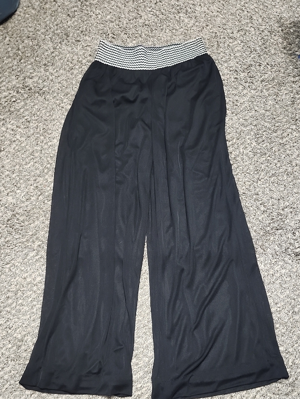 new directions Black Wide-Leg Palazzo Pants with Chevron Elastic Waistband